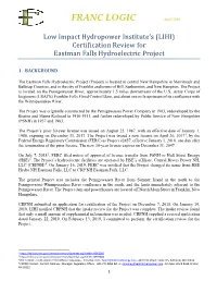 Eastman Falls Certification Review Report 2019