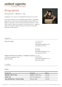 Greg James Presenter / Writer / DJ