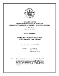 Community Reinvestment Act Performance Evaluation