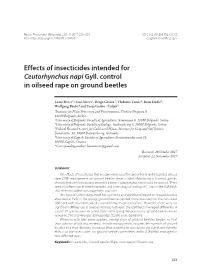 Effects of Insecticides Intended for Ceutorhynchus Napi Gyll. Control in Oilseed Rape on Ground Beetles