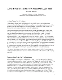 Lewis Latimer: the Shadow Behind the Light Bulb Garrett R