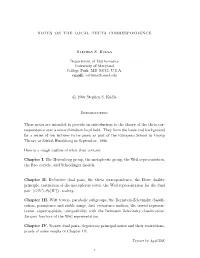 Notes on the Local Theta Correspondence