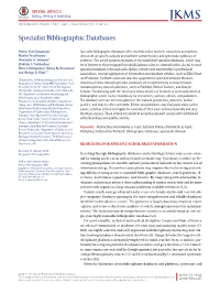 Specialist Bibliographic Databases
