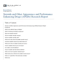 Steroids and Other Appearance and Performance Enhancing Drugs (Apeds) Research Report