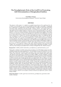 The Paradiplomatic Role of the Conifa in Promoting Self-Determination of Marginalized Entities