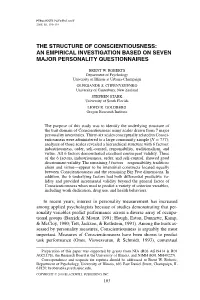 The Structure of Conscientiousness: an Empirical Investigation Based on Seven Major Personality Questionnaires