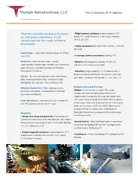 Triumph Aerostructures Is Focused on Being Its Customers' Most Valued Partner for Major Airframe Structures. the Company At-A