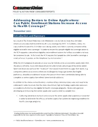 Addressing Barriers to Online Applications: Can Public Enrollment Stations Increase Access to Health Coverage?*