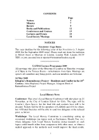 LAMAS Newsletter Is Printed by Catford Print Centre, P.O