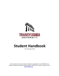 Student Handbook Revised August 2018