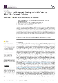 COVID-19 and Diagnostic Testing for SARS-Cov-2 by RT-Qpcr—Facts and Fallacies