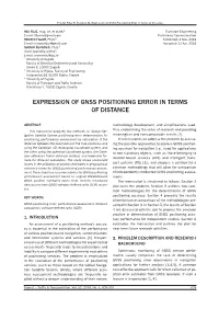 Expression of GNSS Positioning Error in Terms of Distance