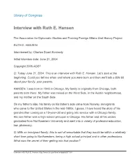 Interview with Ruth E. Hansen