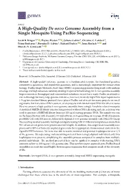 A High-Quality De Novo Genome Assembly from a Single Mosquito Using Pacbio Sequencing