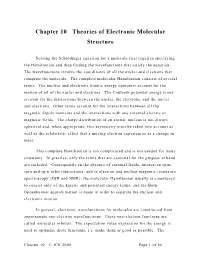 Chapter 10 Theories of Electronic Molecular Structure
