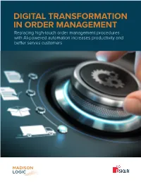 Digital Transformation in Order Management