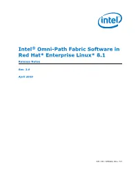 Intel® Omni-Path Fabric Software in Red Hat* Enterprise Linux* 8.1 Release Notes