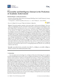Personality and Intelligence Interact in the Prediction of Academic Achievement