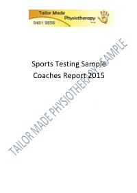Sports Testing Sample Coaches Report 2015