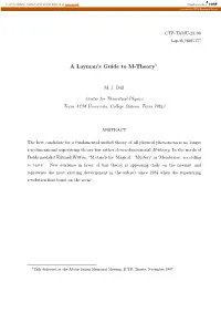 A Layman's Guide to M-Theory1
