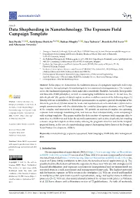Data Shepherding in Nanotechnology. the Exposure Field Campaign Template