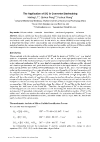 The Application of Sic in Converter Steelmaking Hailing Li