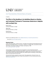 The Effect of Dry Needling to the Multifidus Muscle on Resting and Contracted Thickness of Transversus Abdominis in Subjects with Low Back Pain