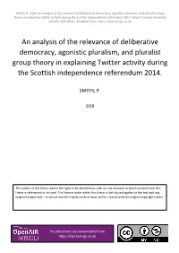 An Analysis of the Relevance of Deliberative Democracy, Agonistic