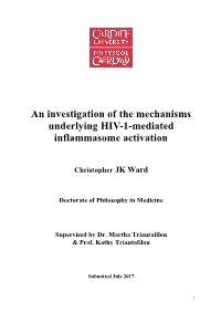 An Investigation of the Mechanisms Underlying HIV-1-Mediated Inflammasome Activation