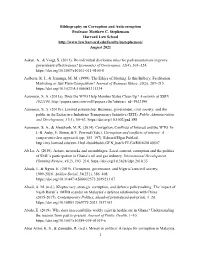 Bibliography on Corruption and Anticorruption Professor Matthew C. Stephenson Harvard Law School August 2021