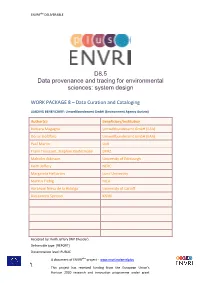D8.5 Data Provenance and Tracing for Environmental Sciences: System Design