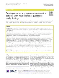 Development of a Symptom Assessment in Patients with Myelofibrosis: Qualitative Study Findings Ruben A