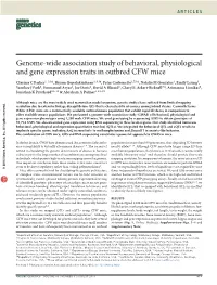 Genome-Wide Association Study of Behavioral, Physiological and Gene Expression Traits in Outbred CFW Mice