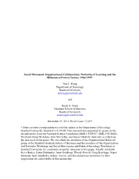 Social Movement Organizational Collaboration: Networks of Learning and the Diffusion of Protest Tactics, 1960-1995*