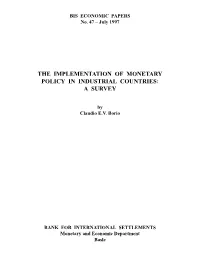 The Implementation of Monetary Policy in Industrial Countries: a Survey
