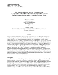 The Minimized Face of Internal Communication: an Exploration of How Public Relations Agency Websites Frame Internal Communication and Its Connection to Social Media