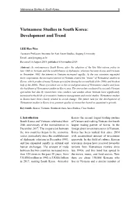 Vietnamese Studies in South Korea: Development and Trend