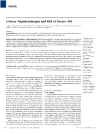 Article Urinary Angiotensinogen and Risk of Severe