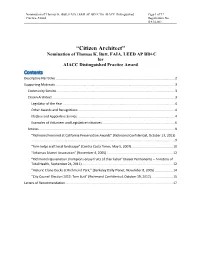 “Citizen Architect” Nomination of Thomas K