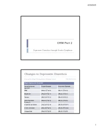 DSM Part 2 Changes to Depressive Disorders