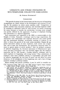 Lockouts and Strike Insurance in Multiemployer Collective Bargaining