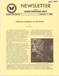 NEWSLETTER of the Hichigan Entomological Society Is Published As Four Numbers Yearly, at Irregular Intervals
