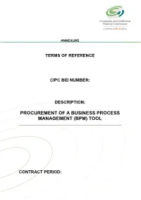 Procurement of a Business Process Management (Bpm) Tool