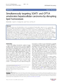 Simultaneously Targeting SOAT1 and CPT1A Ameliorates Hepatocellular