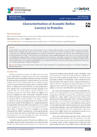 Characterization of Acoustic Reflex Latency in Females