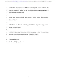 Construction of a Complete Set of Neisseria Meningitidis Defined Mutants – The