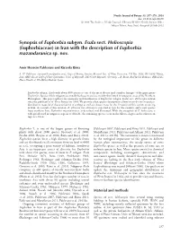 (Euphorbiaceae) in Iran with the Description of Euphorbia Mazandaranica Sp