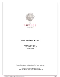Manitoba Price List February 2018