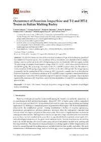 Occurrence of Fusarium Langsethiae and T-2 and HT-2 Toxins in Italian Malting Barley