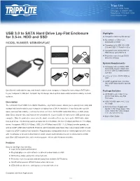 USB 3.0 to SATA Hard Drive Lay-Flat Enclosure for 3.5-In. HDD And
